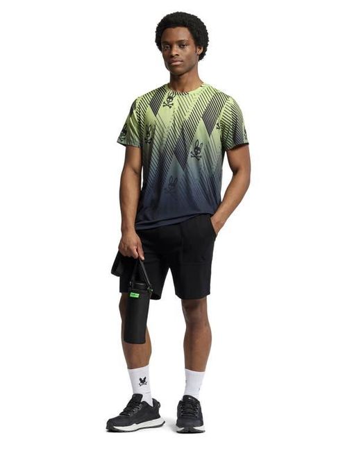 Psycho Bunny Green Fletcher Print Performance T-Shirt for men