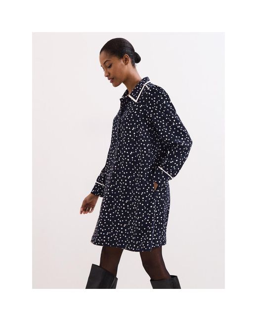 Phase Eight Blue Collared Mini Tunic Dress