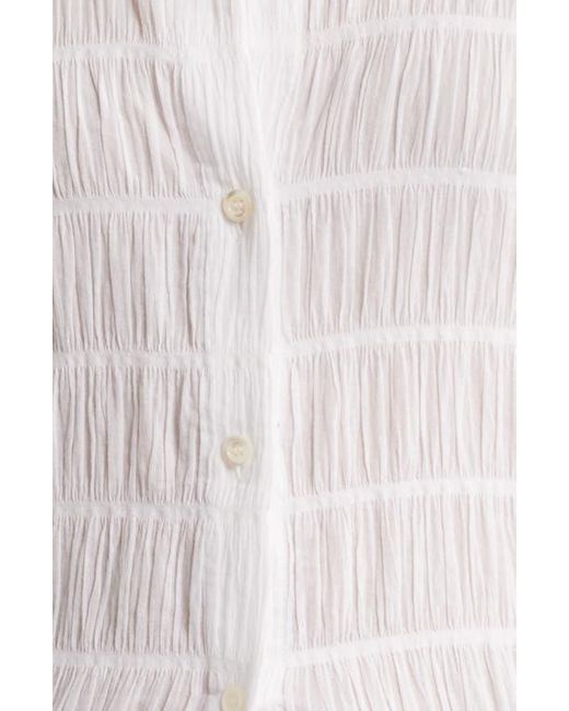 FRAME White The Smocked Button-Up Shirt