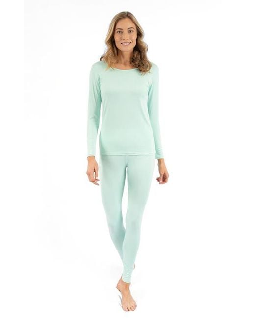 Leveret Green Solid Thermal Pajama Set