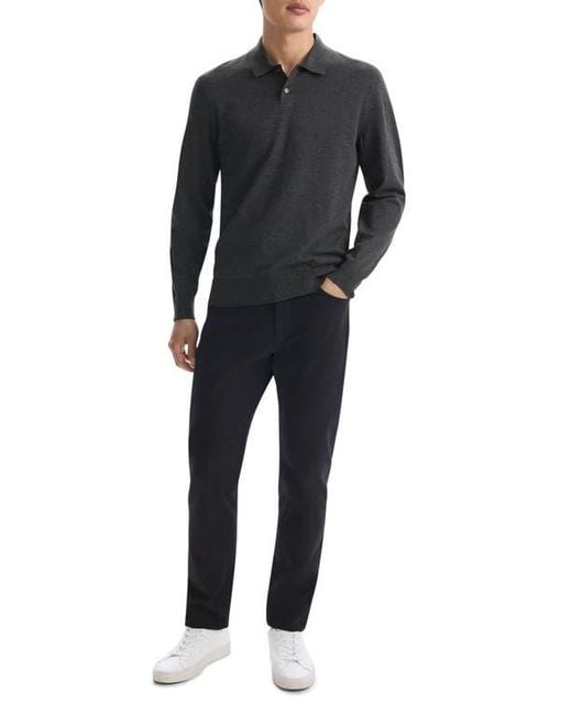 Theory Black Goris Long Sleeve Polo for men
