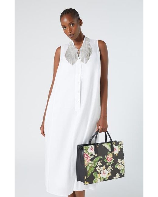 Marina Rinaldi White Tema Sleeveless Linen Dress