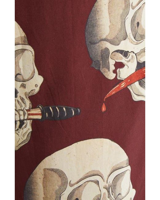Endless Joy Multicolor Skull Print Crepe Shorts for men