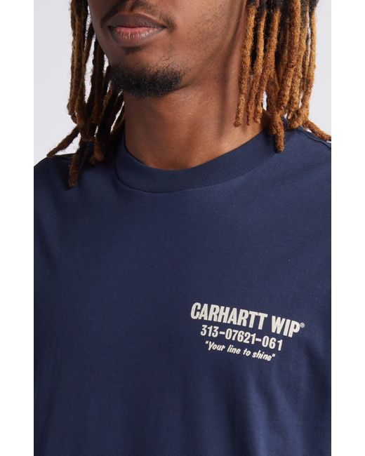 Carhartt Blue Less Troubles Organic Cotton Graphic T-shirt for men