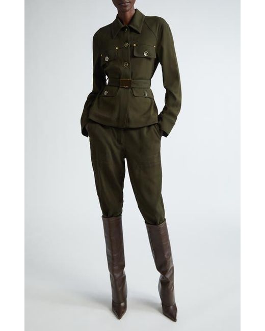 St. John Black Stretch Twill Tapered Ankle Pants