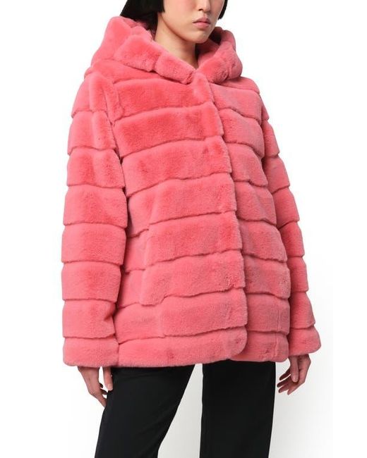 Apparis Recycled Faux Fur Hooded Coat in Red Lyst