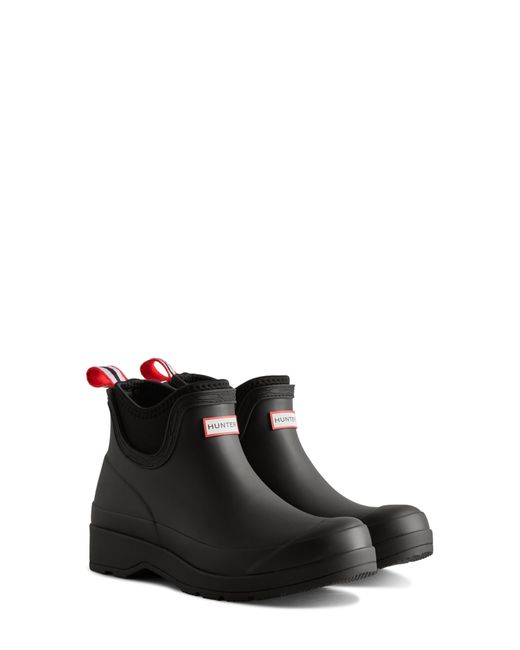 HUNTER Neoprene Cuff Waterproof Chelsea Rain Boot in Black | Lyst