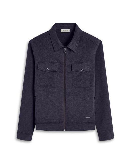 Bugatchi Blue Soft Touch Zip Knit Shirt Jacket for men