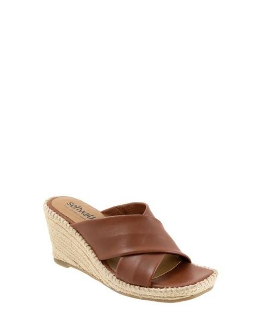 Softwalk® Brown Hastings Espadrille Platform Wedge Slide Sandal