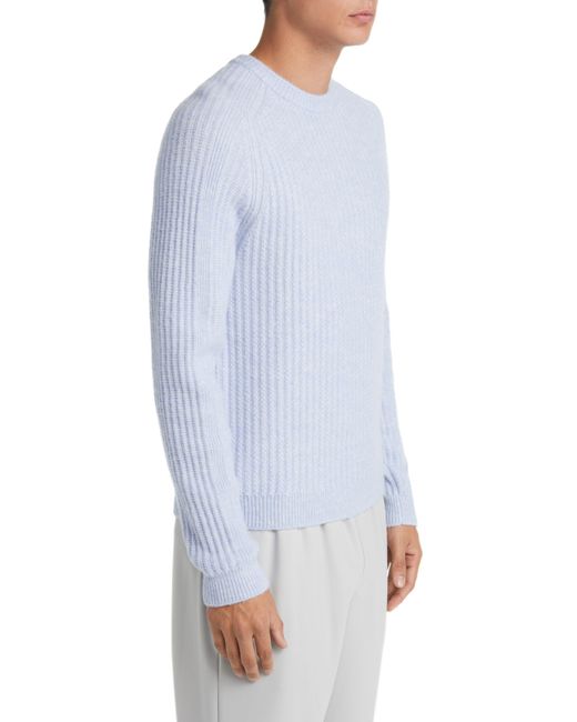 Reiss Blue Millerson Textured Wool & Cotton Blend Crewneck Sweater for men