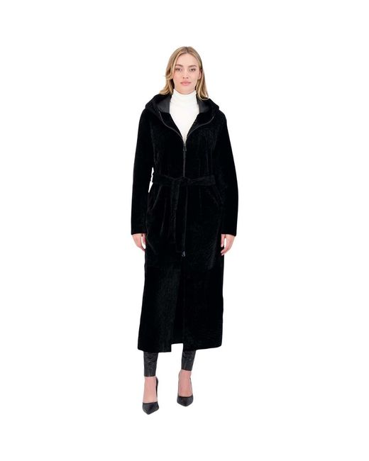 Gorski Black Reversible Textured Shearling Lamb Coat