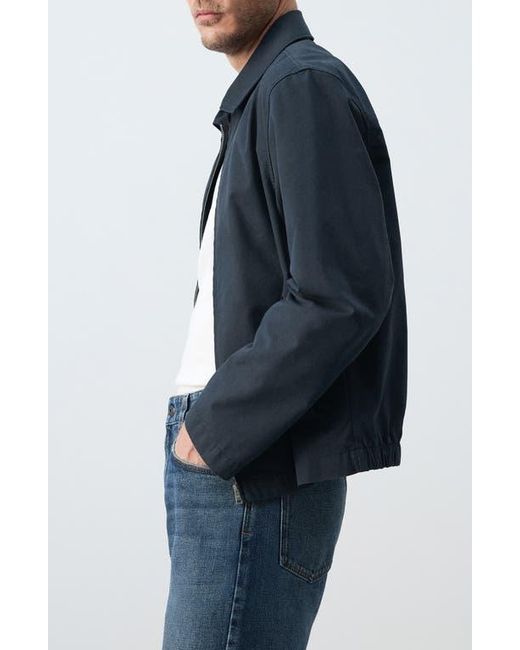 Mango Blue Cotton Blend Jacket for men