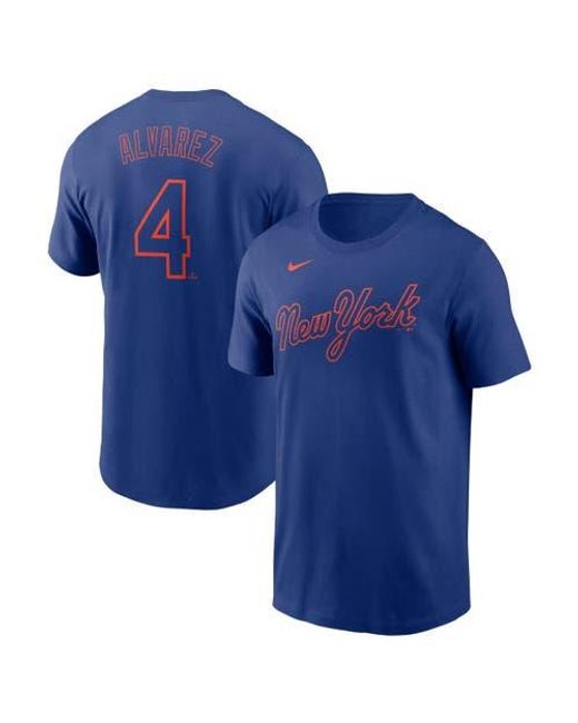 Nike Blue Francisco Alvarez New York Mets Fuse Name & Number T-Shirt for men