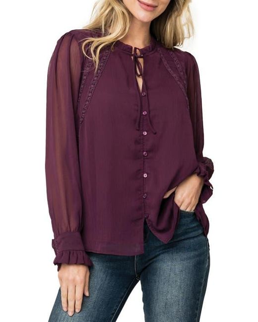 Gibsonlook Purple Embroidered Button-Up Top