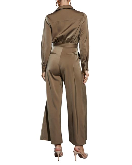 Vici Collection Natural Pull It Together Satin Jumpsuit