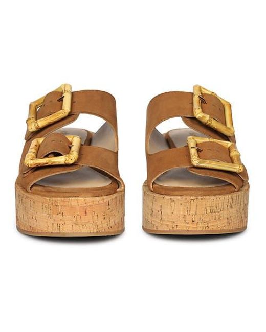 Jelavu Brown Corkie Wedge Cork Sandals With Double Suede Strap