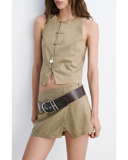 Mango Green Striped Toggle Vest