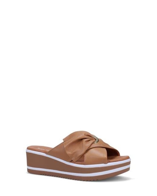 Ron White Brown Patrika Platform Wedge Slide Sandal