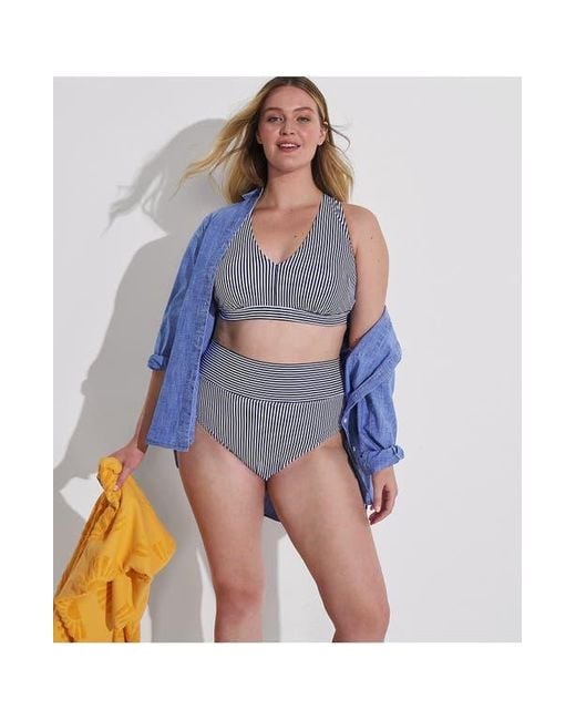 Lands' End Multicolor Chlorine Resistant V-Neck Midkini Swimsuit Top And High Leg High Waisted Bottoms 2 Piece Set