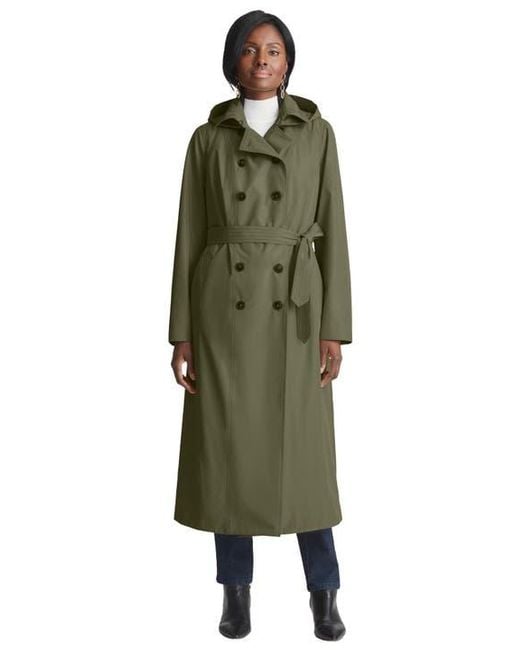 Jessica London Women's Green Double Breasted Long Trench Raincoat