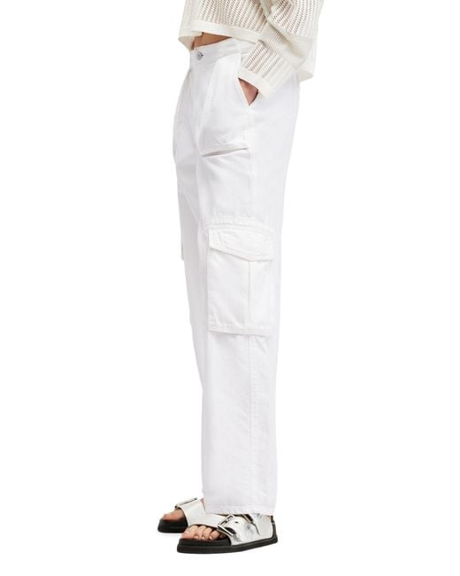 AllSaints White Frieda Wide Leg Cargo Pants