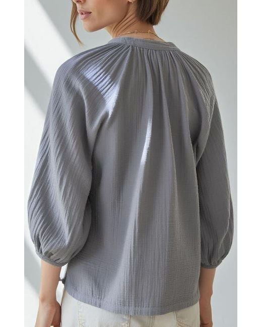 ocean + main Gray Gauze Top