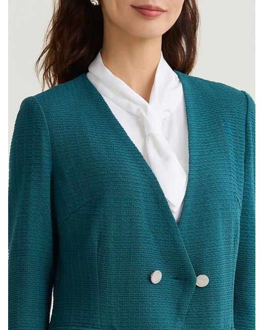 Misook Green Tailored Two-Button Crossover Knit Jacket