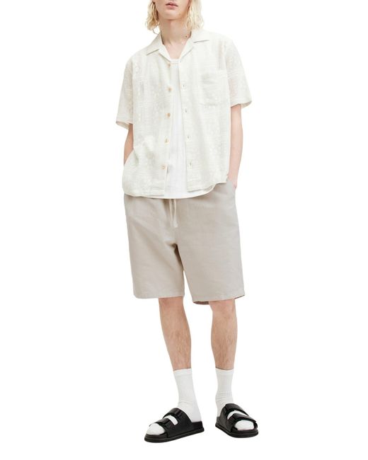 AllSaints Natural Hanbury Cotton & Linen Shorts for men