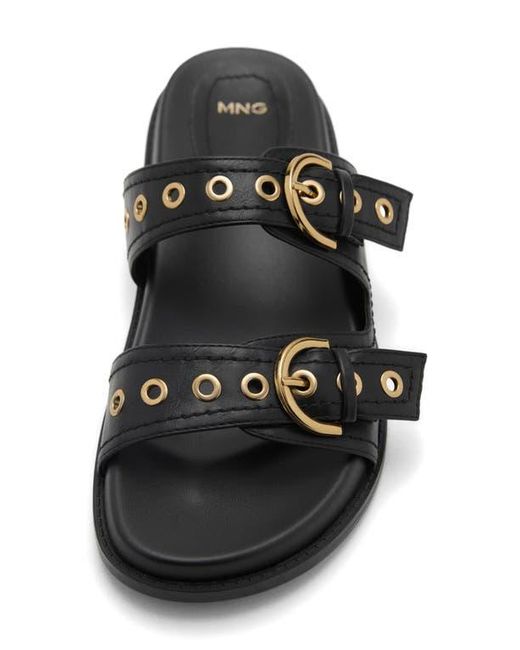 Mango Black Buckle Slide Sandal