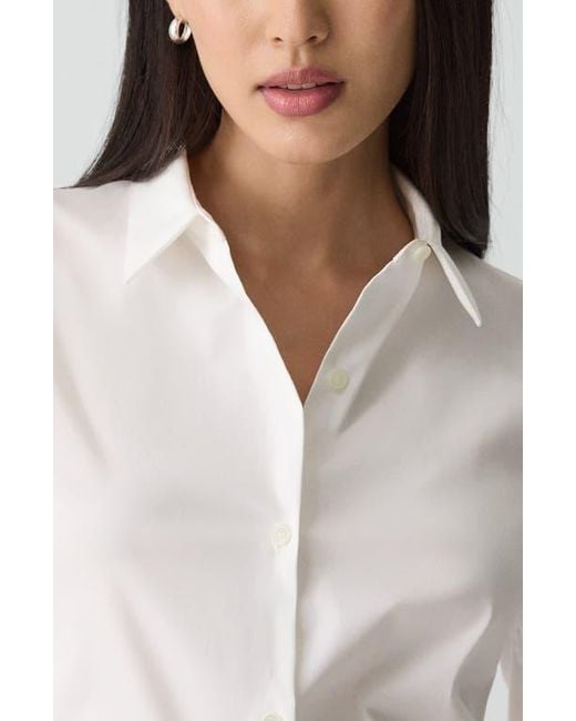 Theory White Classic Fitted Button-Up Shirt