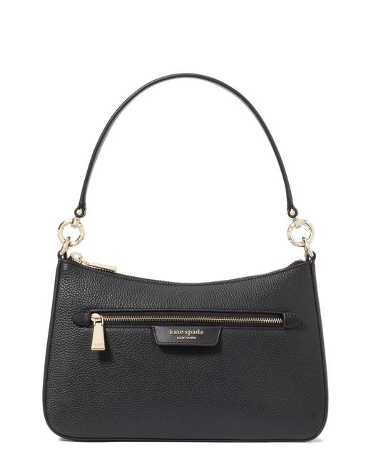 Kate Spade Black Hudson Pebbled Leather Medium Shoulder Bag