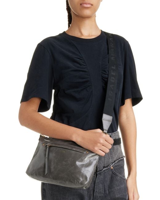 Isabel Marant Nessah Wardy Leather Crossbody Bag in Gray Lyst