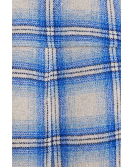Isabel Marant Blue Efelia Check Wool Blend Coat