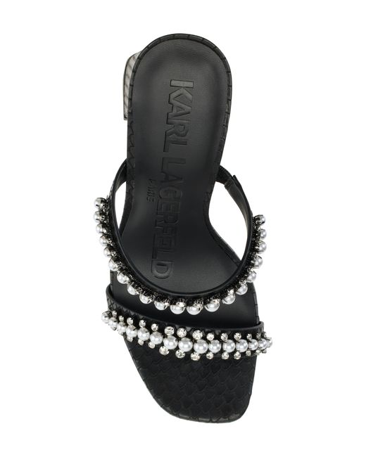 Karl Lagerfeld Black Rayan Slip-on Double-band Slide Sandals