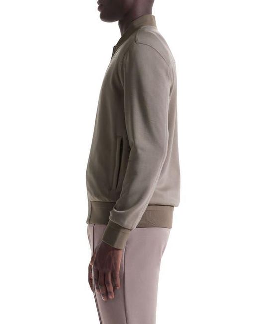 Bugatchi Brown Soft Touch Knit Reversible Bomber Jacket for men