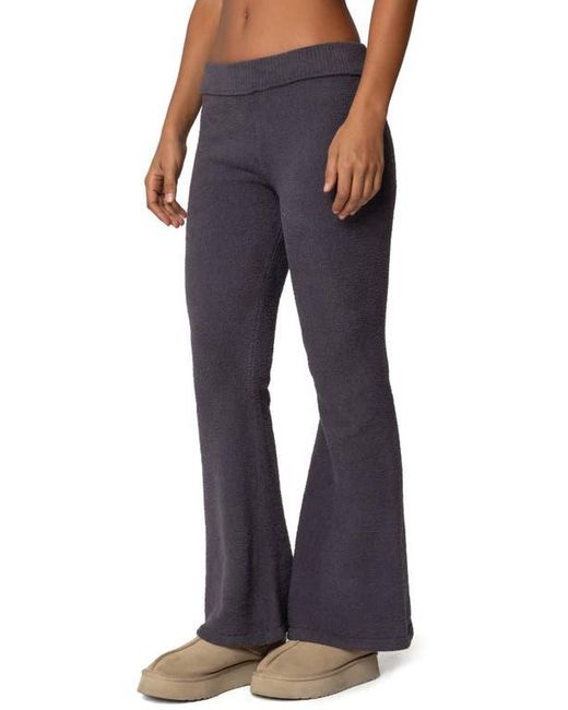 Edikted Blue Plush Flare Leg Pants