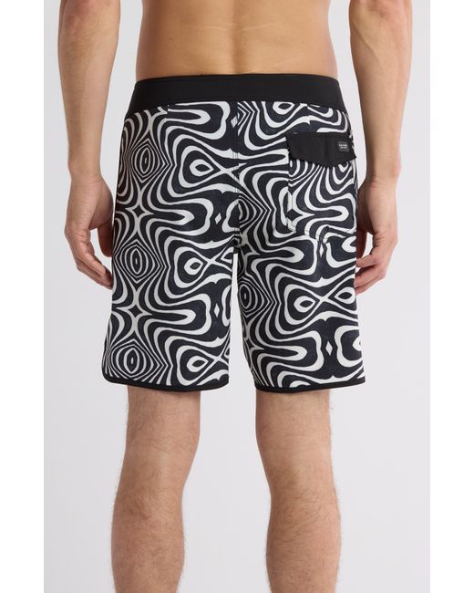 Volcom Black Lido Print Scallop Mod Board Shorts for men