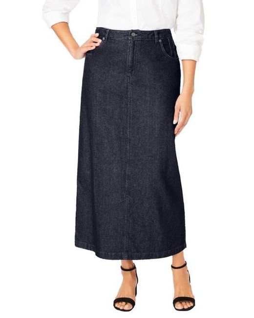 Jessica London Blue Classic Cotton Denim Midi Skirt