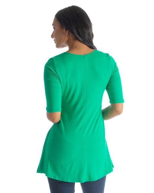 24seven Comfort Apparel Green Elbow Sleeve Swing Tunic Top