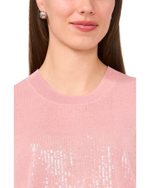 Halogen® Pink Sequin Sweater