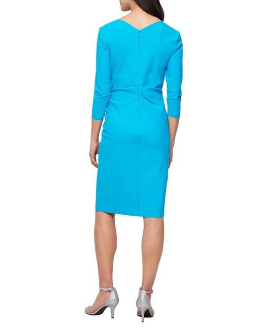 Alex Evenings Blue Contour Collection Sheath Cocktail Dress