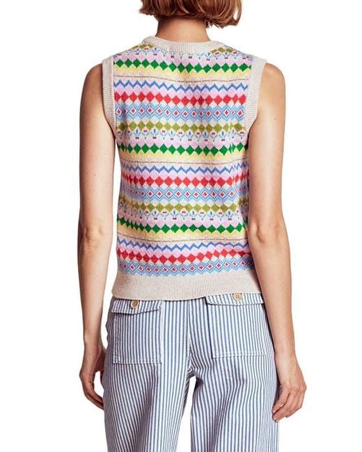Boden Blue Edie Fair Isle Sweater Vest