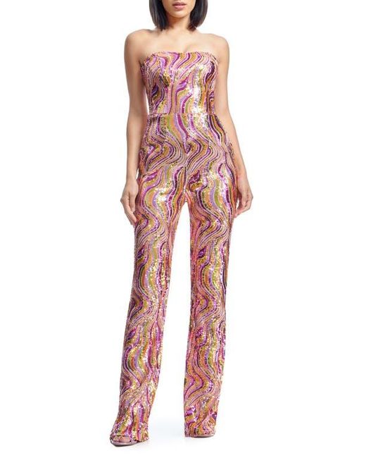 dress the population red sequin jumpsuit Gloria Jumpsuit M / ROUGE