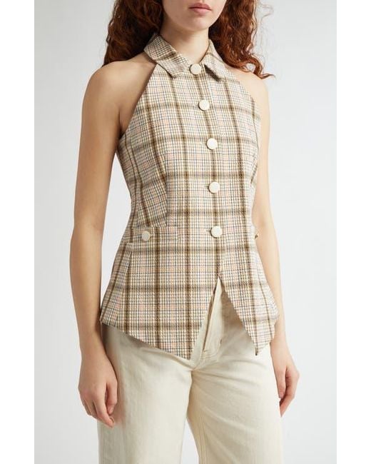 Veronica Beard Lois Gingham Seersucker Vest in Light Chicory/Dove main image 1