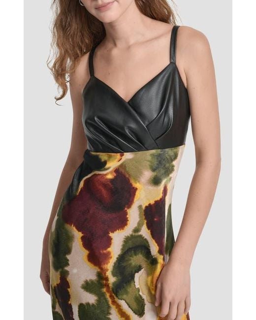 faux leather mixed media dress MIOU MUSE FAUX LEATHER BUTTON DOWN DRESS – Shop at the Mix main image 0