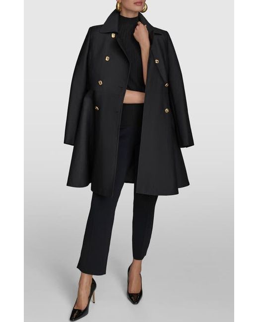 Donna Karan Black Water Resistant Skirted Cotton Blend Trench Coat