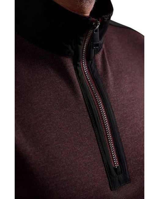 Bugatchi Black Quarter Zip Pullover for men
