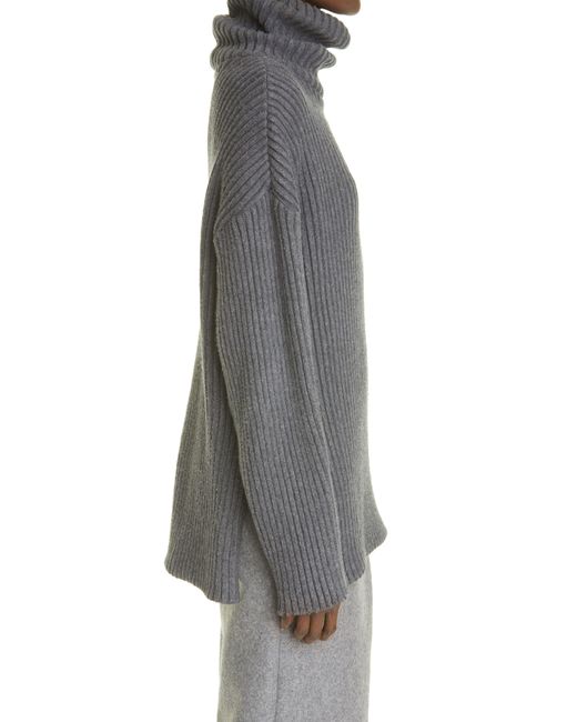 LAQUAN SMITH Oversize Cotton Turtleneck Sweater in Gray | Lyst