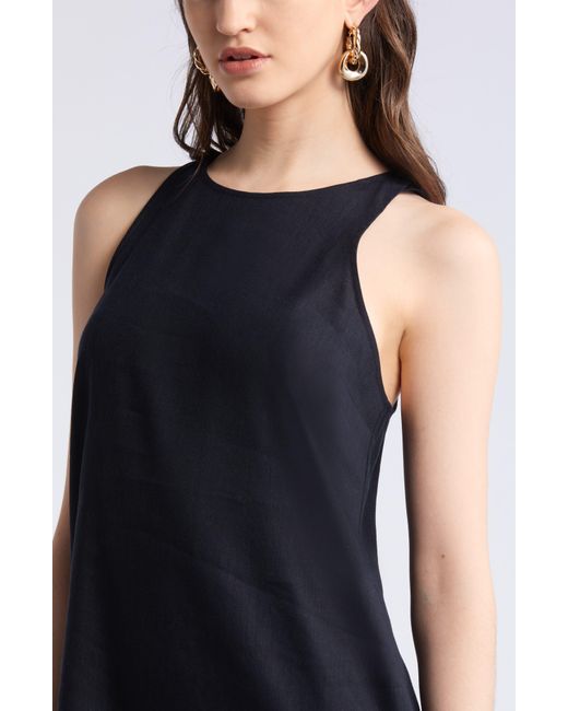 Nordstrom Black Sleeveless Linen Blend Dress