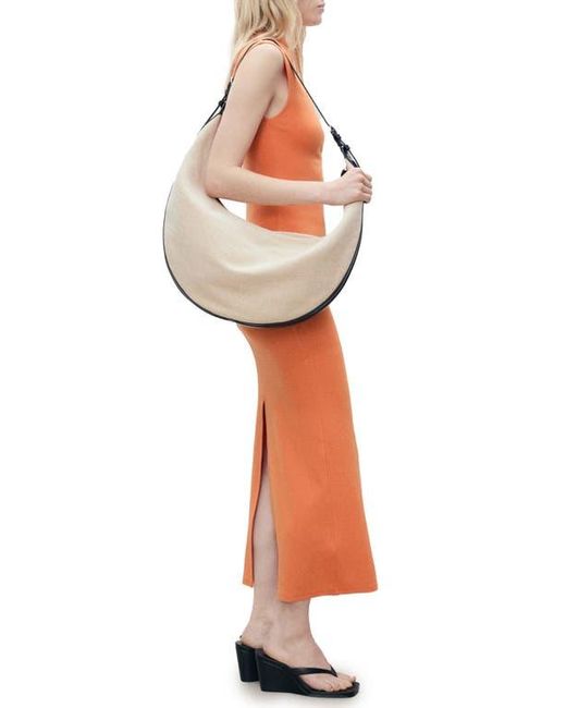 Mango Orange Curra Ruched Sleeveless Column Dress